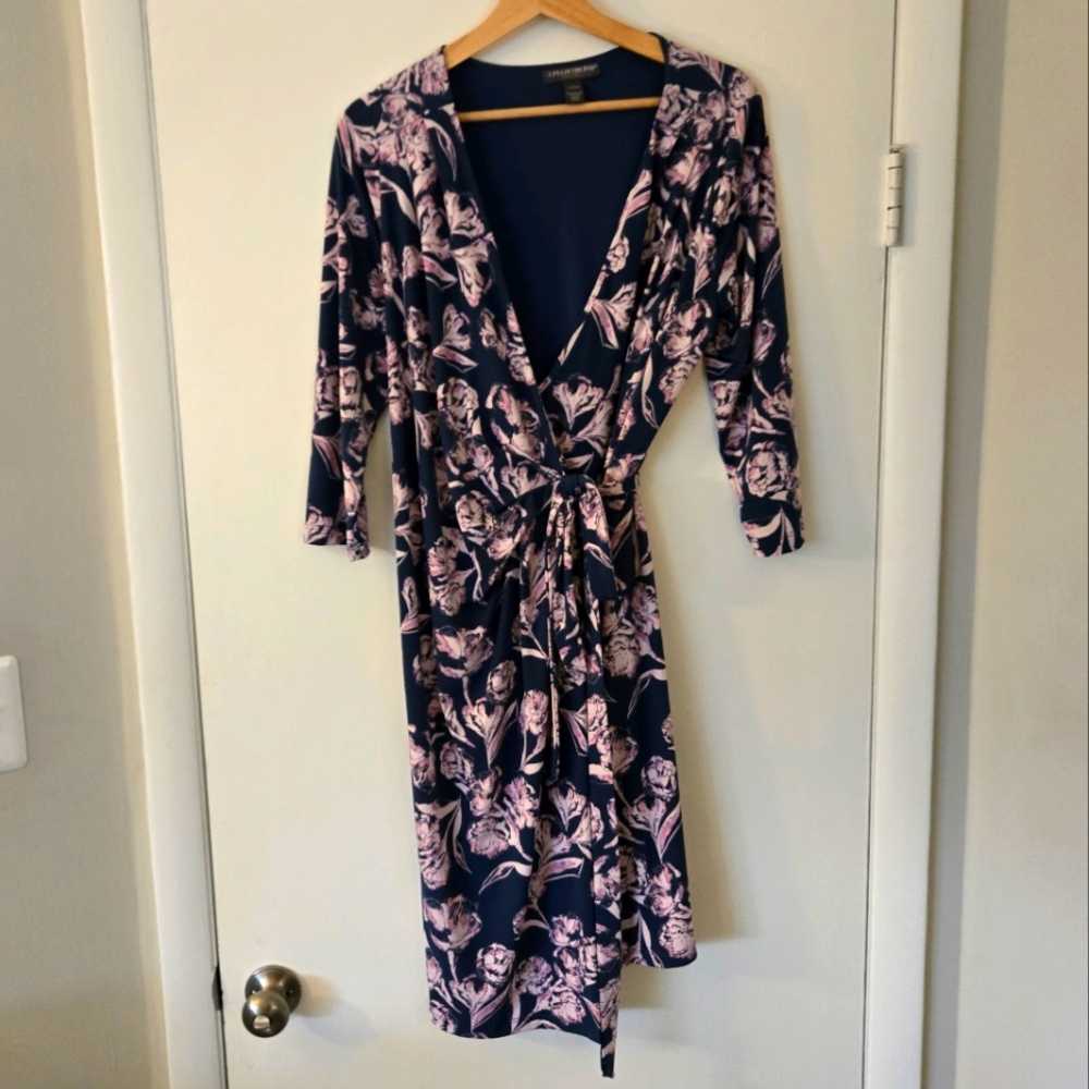 A Pea In The Pod Maternity Pink And Blue Floral Wrap Dress